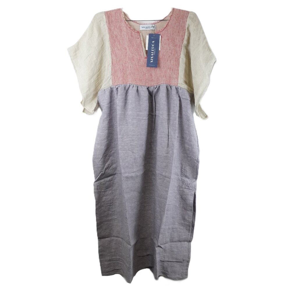 Ninaleuca Scirocco Linen Dress in Lilac, Red & Natural Women's One Size (NWT)